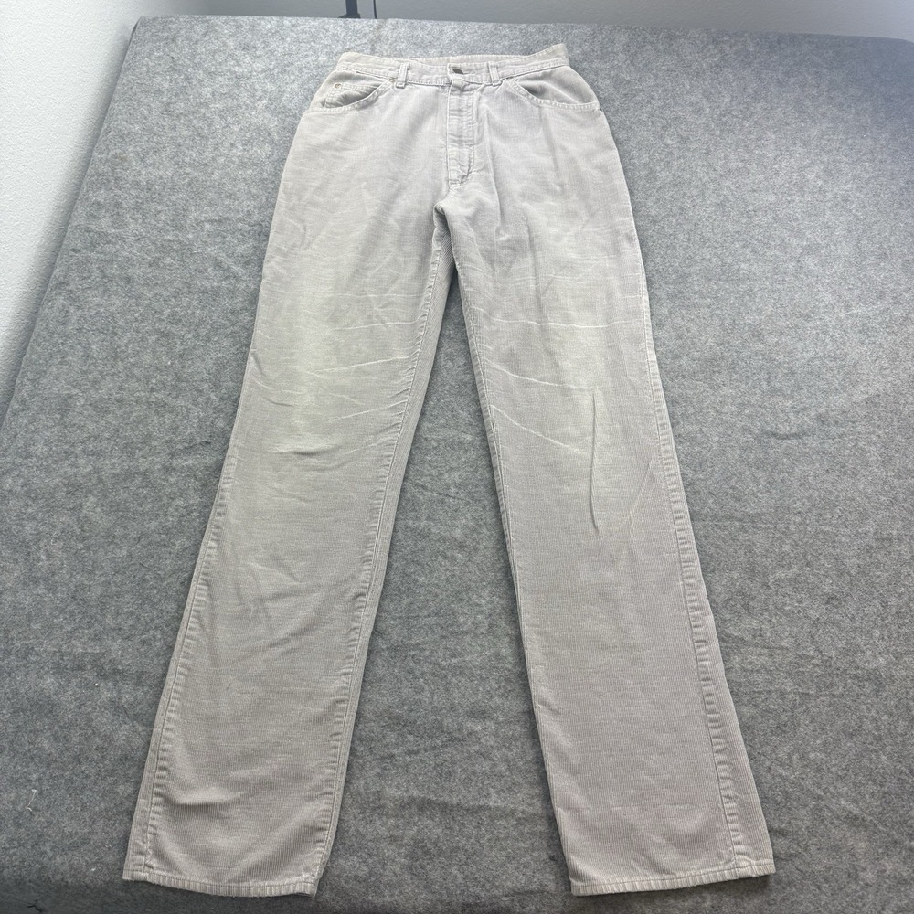 VTG Lee Corduroy Pants Mens 27x32 Gray Talon Zip 80s USA Made Distressed